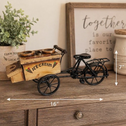Vtg ice cream tricycle cart - cream,