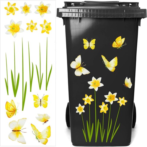 Flower wheelie bin stickers - wheelie,