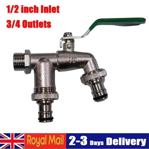 Double garden tap with 2 - double,