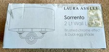 LAURA ASHLEY Sorrento 2 Arm Wall Light Brushed Chrome / Duck Egg NEW, BOXED!