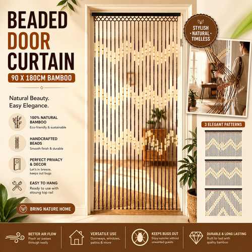 180x90cm wooden beaded bamboo - 180x90cm,