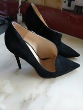ZARA Woman Black Suede 4" High Heeled Court Shoes Size 3 UK 36 EU VGC