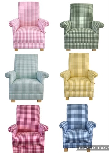 Gingham fabric adult chairs - fabric,