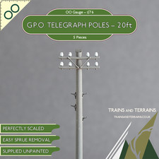 G.P.O. 20ft Telegraph Poles (x5) - 00 Gauge 1/76 - 3D Printed Model Details