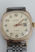 SLAVA "GLORY" Soviet Vintage Gold Plated Windup Men's Watch USSR