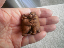 Hand Carved wood netsuke of 2