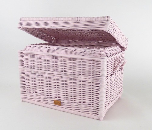 Wicker pink crate - pink, laundry