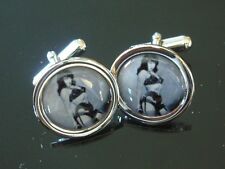 BETTIE PAGE PIN UP CHROME CUFFLINKS NEW FREE UK POST
