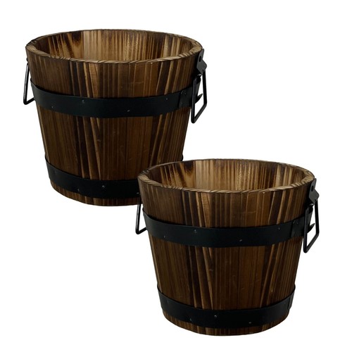 2pc round wooden barrel - round,