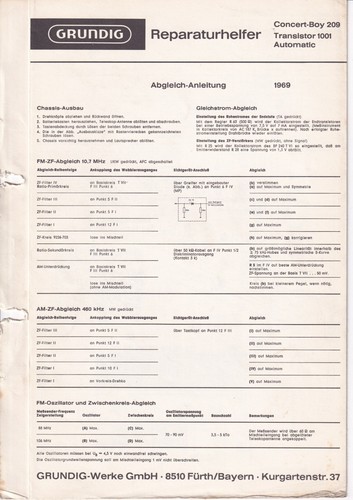 Service manual for - , grundig