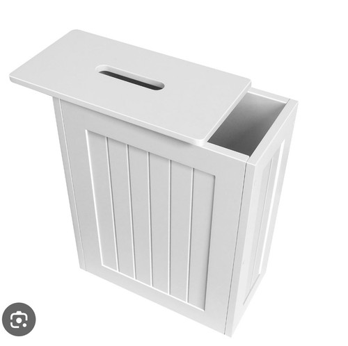 White wooden laundry basket - wooden,