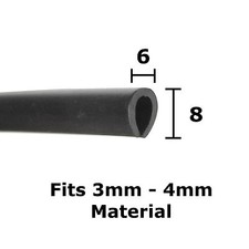 Rubber U Shape Channel Edging Trim Seal 3mm-4mm from The Metal House Per Metre