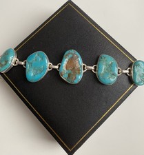 Vintage 925 Sterling Silver Turquoise Gemstone Navajo Bracelet