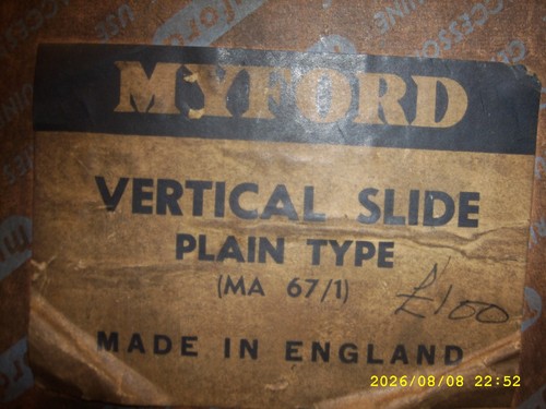 Myford verticle slide - verticle,