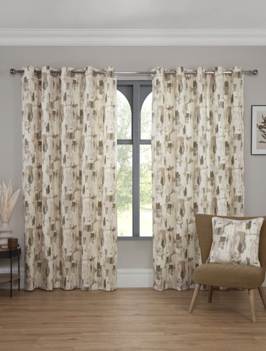 Lined eyelet abstract curtains - abstract,