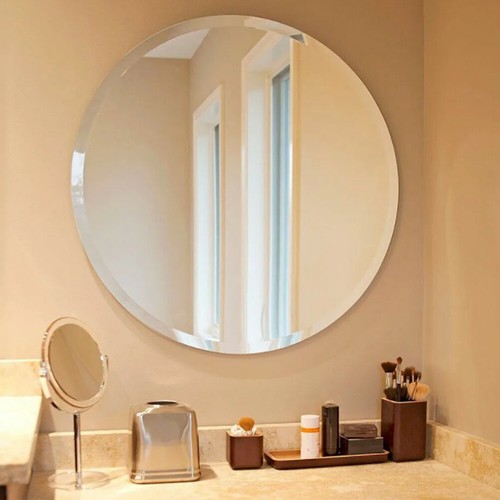 Frameless round wall mirror - wall,
