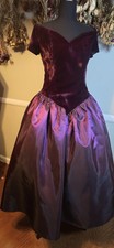 Vintage 1980s Maroon Loralie Prom Dress With Velvet Bodice Mkd Sz 12