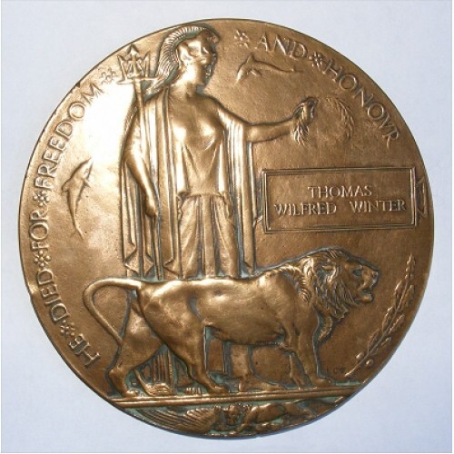 Ww1 death penny plaque thomas - ww1,