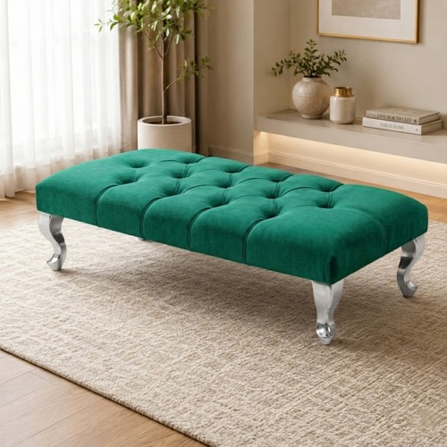 Velvet footstool ottoman bench - footstool,
