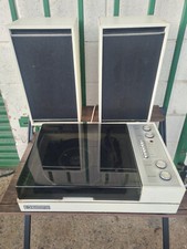 PYE Cambridge Turntable + 2 Speakers BSR P128 Record Player Working stuck 78 rpm