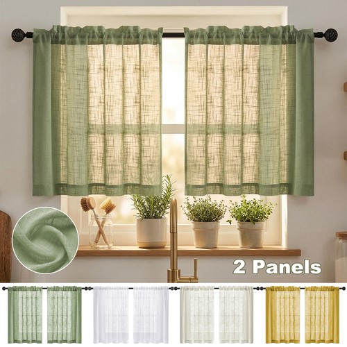 Panels linen tier curtain - linen,