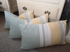 3x Laura Ashley Yellow Green Awning Stripe? Cushions Rectangular