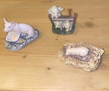 3 Ceramic Pig Ornaments /