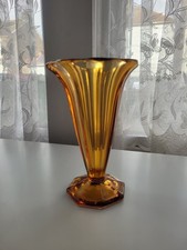 Vintage Amber Glass Stem Vases