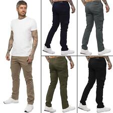 Enzo Mens Cargo Trousers Combat Jeans Cotton Stretch Slim Fit Chino Work Pants