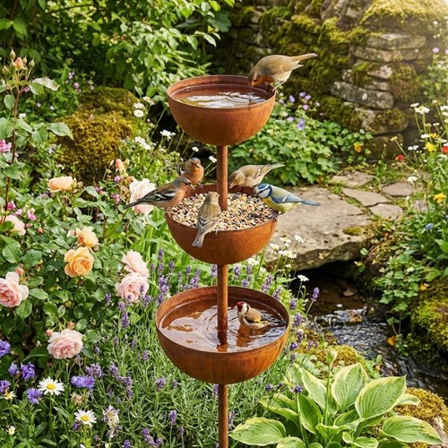 Metal bird bath - metal,