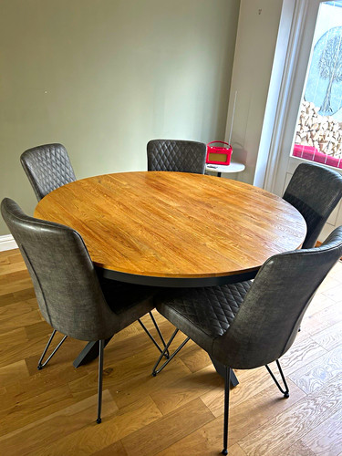 Oval wood dining - table, black