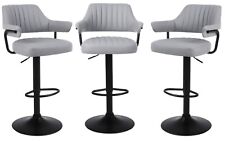 3 X  GREY PLUSH BAR STOOLS