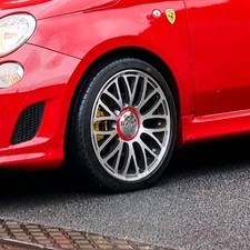 OEM Genuine Fiat 500 595 695 Abarth alloy wheel centre caps Chrome& Red Set Of 4