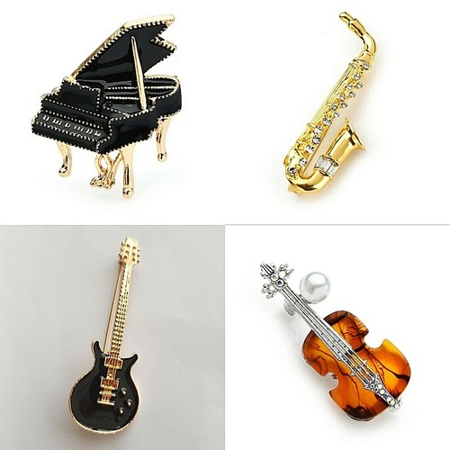 Brooch pin rhinestone musical - pin,