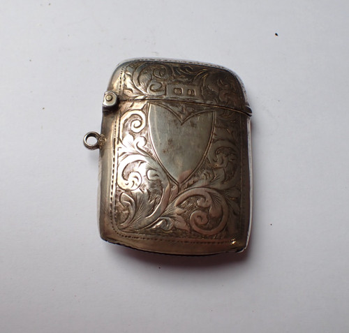 1914 silver vesta match case - ,
