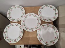 5 X Vintage Royal Worcester Side Plates , White With Flowers 18cm Across