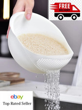 Colander Rice Bowl Drain Basket | Fruit Washing Strainer Handle Kitchen Organize