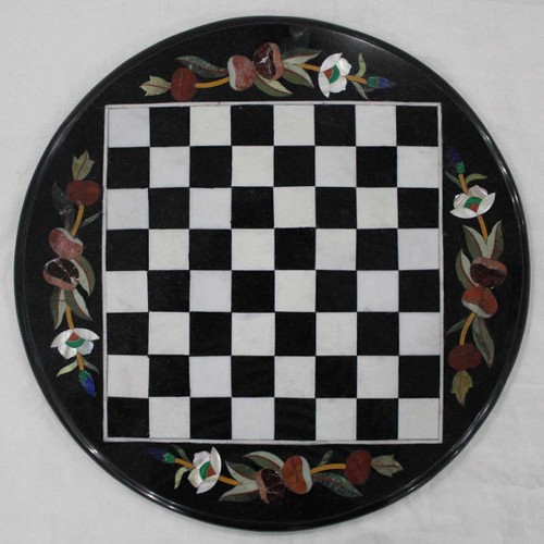 Marble black chess table - marble,