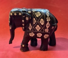 ELEPHANT - CARVED INLAID EBONY