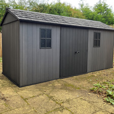 Keter Newton Plus Garden Shed Outdoor Storage Weatherproof Side Entry Durable