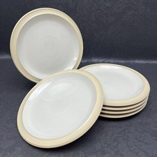 Set/4 Denby Langley 8.5” Salad / Dessert Plates Linen Stoneware England