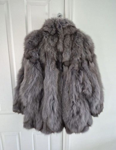Silver fox real fur coat - fox,