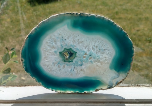 Blue agate geode slice - blue, approx