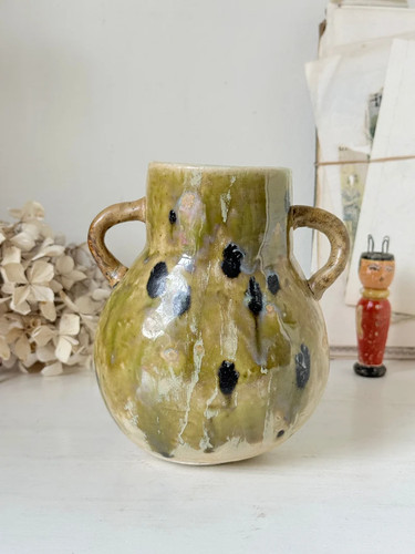Studio pottery vase green - studio,