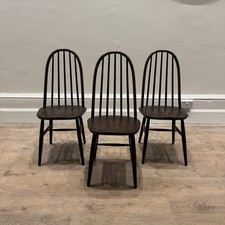 1960’s Ercol Mid Century Windsor Quaker Dining Chair 3 Set  Bow Back Modern MCM 