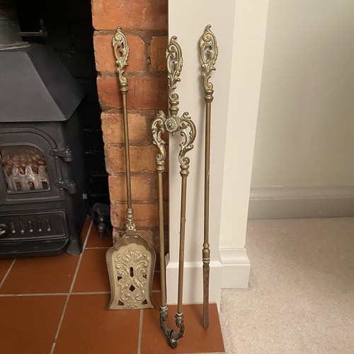 Antique vintage brass fireside - antique,
