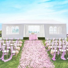 3x9m Party Tent Marquee Gazebo with 7 Sidewalls, Waterproof PE, Steel Frame