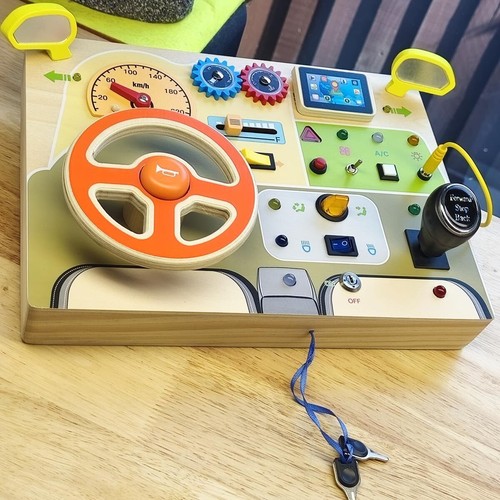 Wooden busy board led steering - wooden,