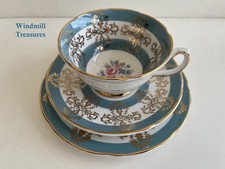 VINTAGE ROYAL GRAFTON BLUE GILDED TRIO CUP SAUCER TEA PLATE - GREAT CONDITION