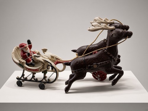 Vintage cast iron santa - cast, sleigh